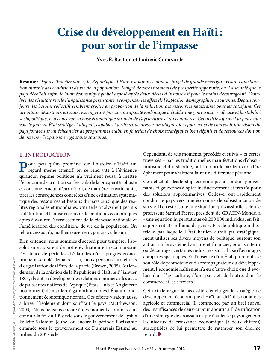 Première page — Yves R. Bastien et Ludovic Comeau Jr