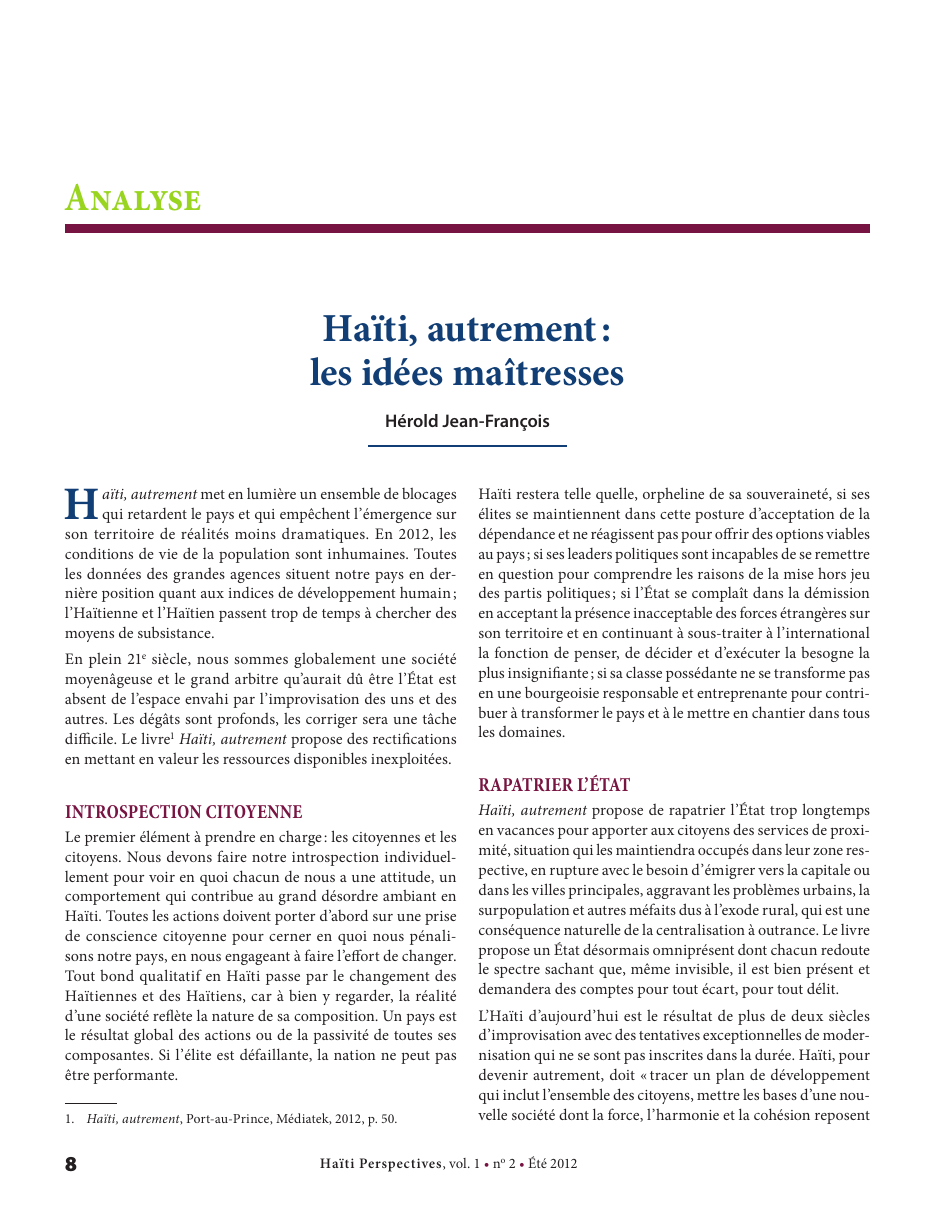 Première page — Hérold Jean-François