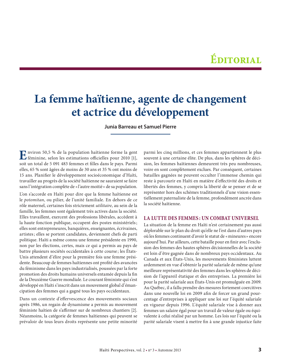 Première page — Junia Barreau et Samuel Pierre