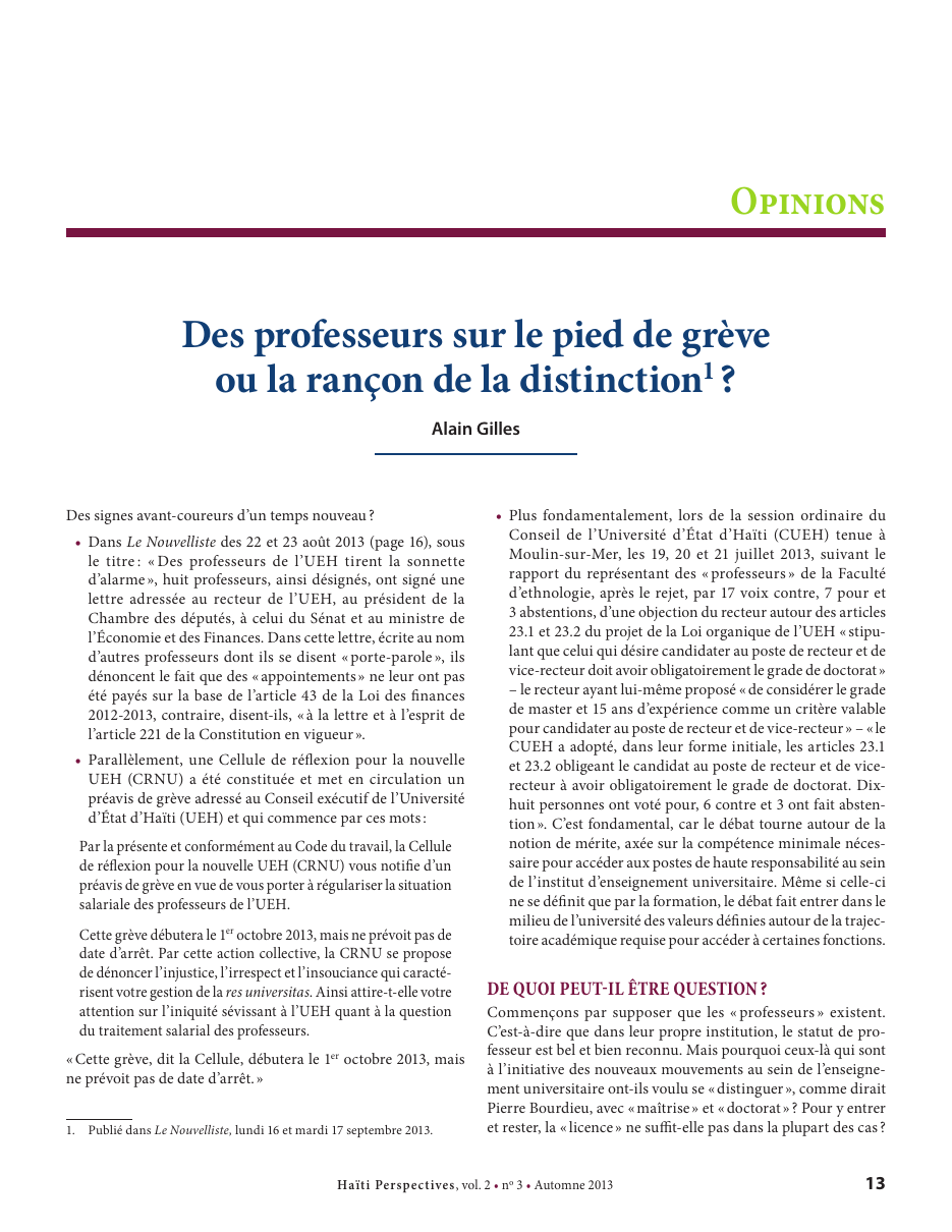 Première page — Alain Gilles