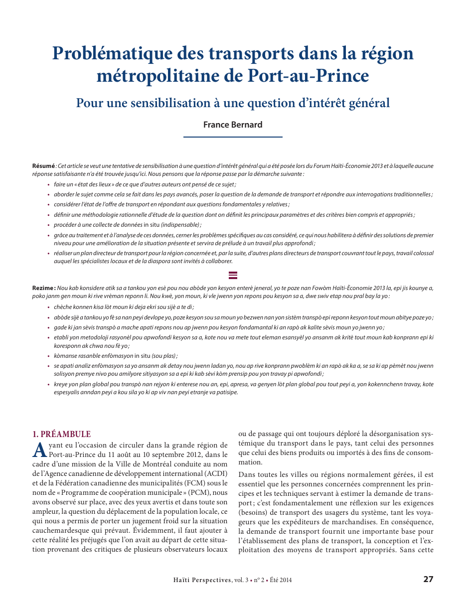 Première page — France Bernard