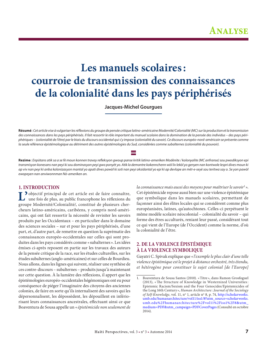 Première page — Jacques-Michel Gourgues