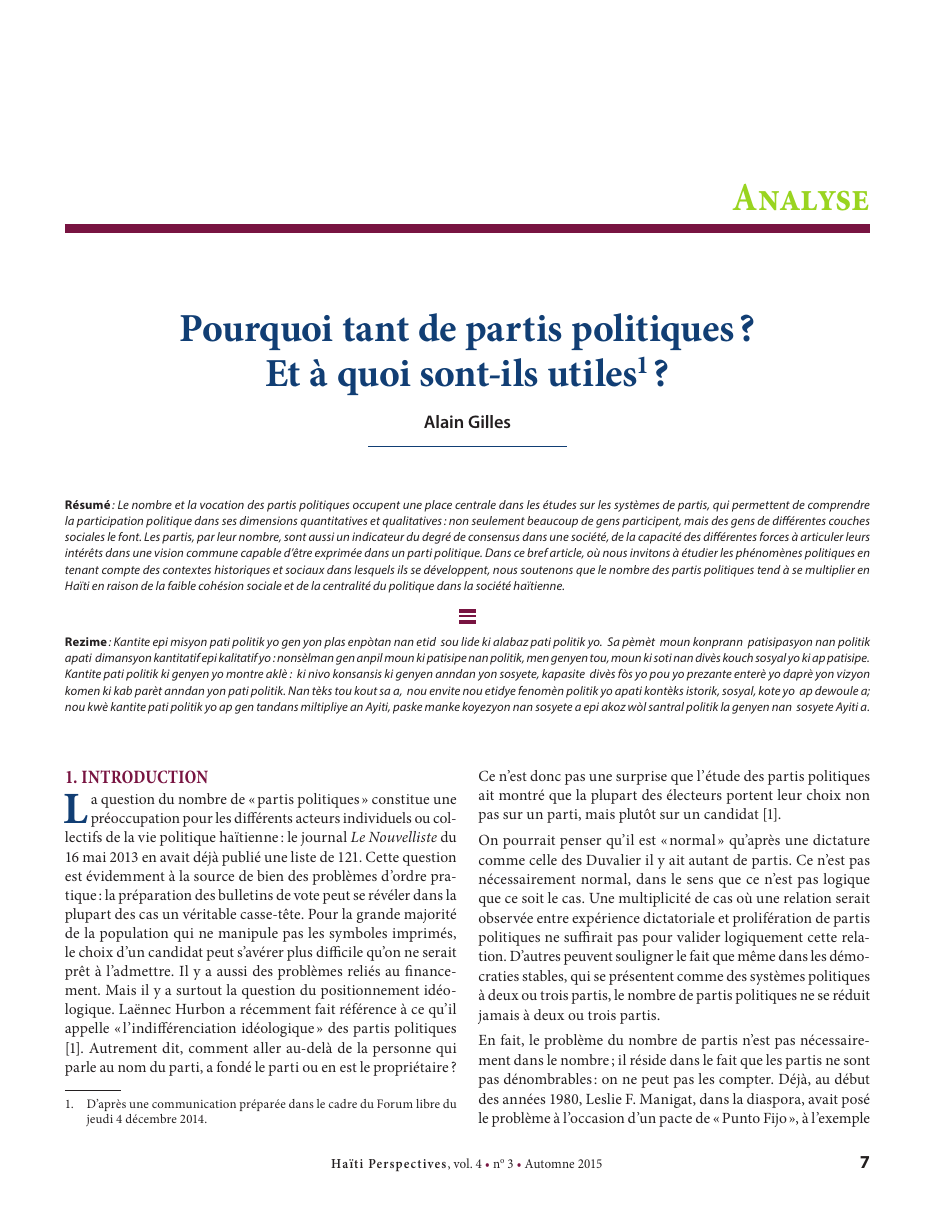 Première page — Alain Gilles
