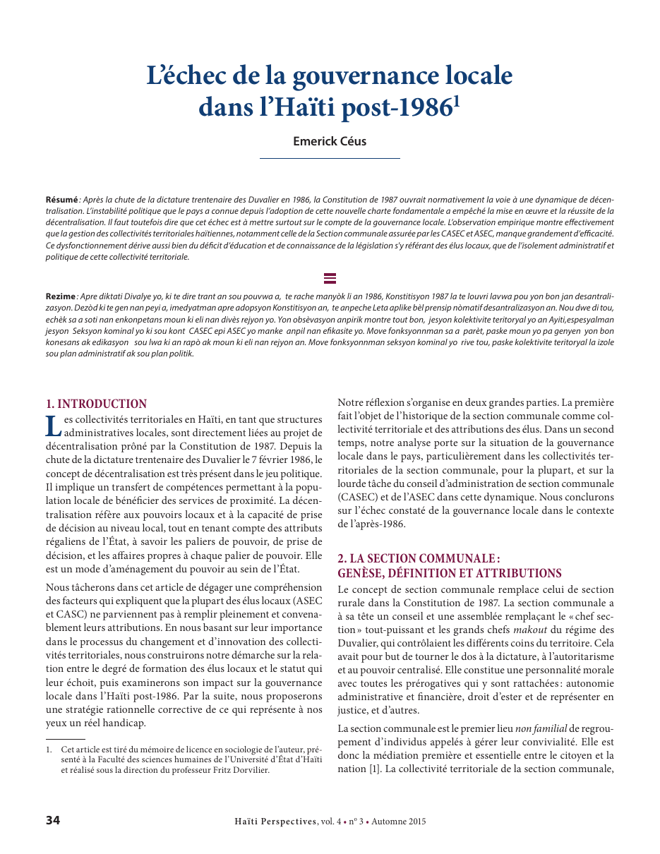 Première page — Emerick Céus