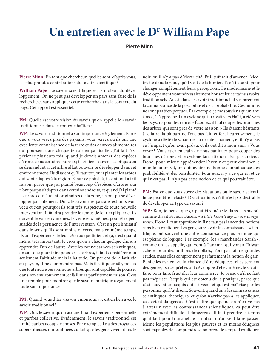 Première page — Pierre Minn