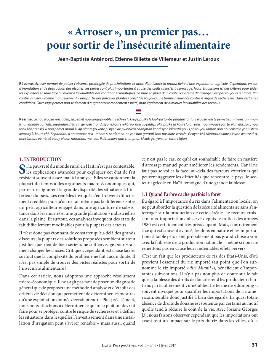 Première page — Jean-Baptiste Anténord, Etienne Billette de Villemeur et Justin Leroux