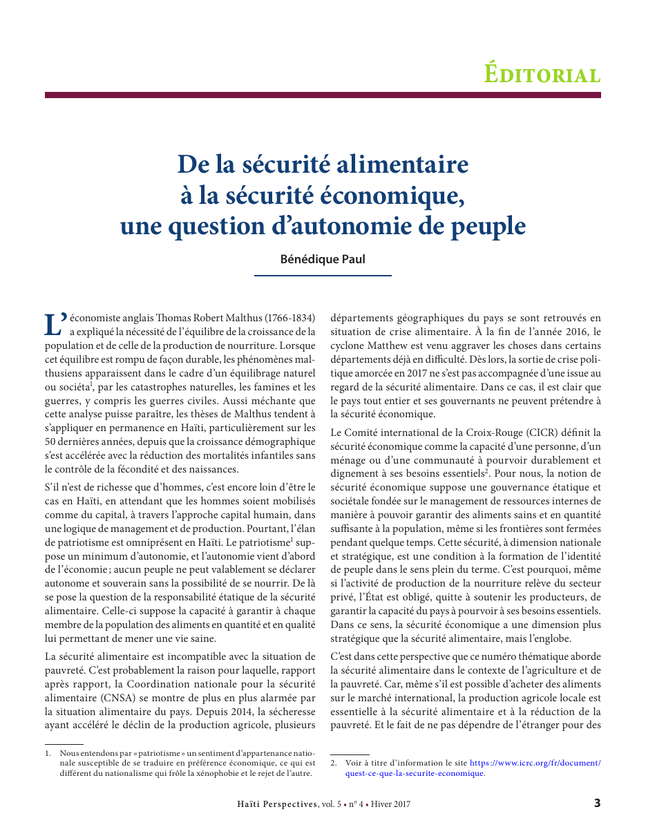 Première page — Bénédique Paul