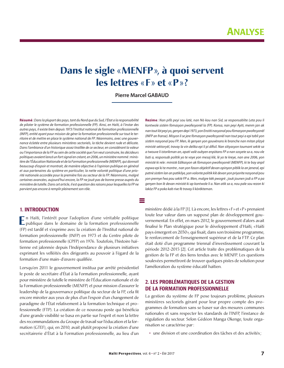 Première page — Pierre Marcel GABAUD