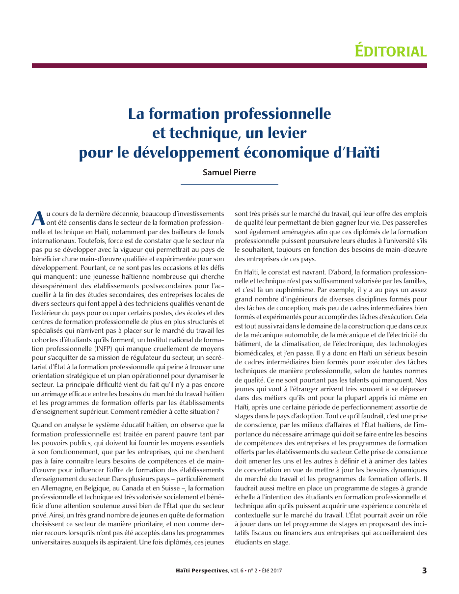 Première page — Samuel Pierre