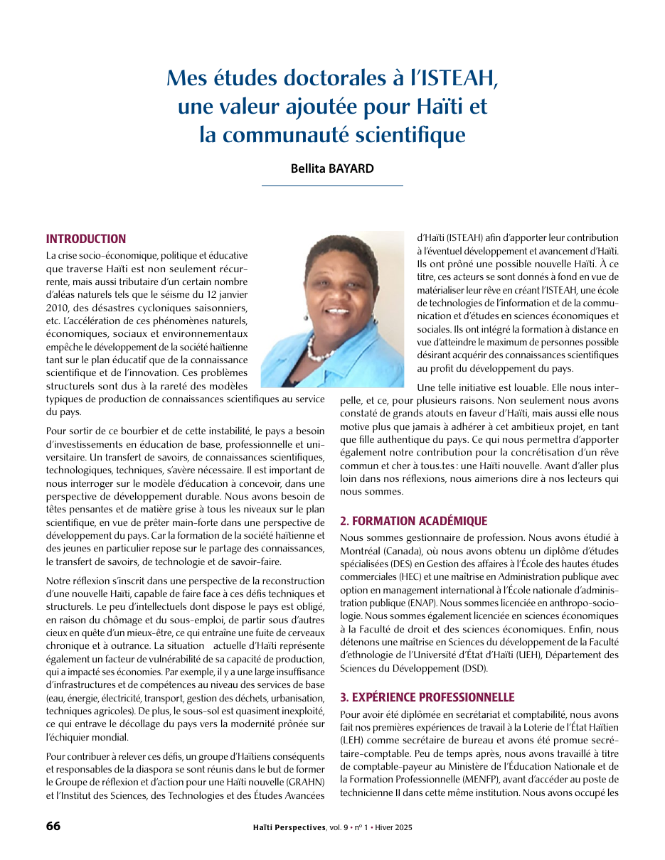 Première page — Bellita BAYARD
