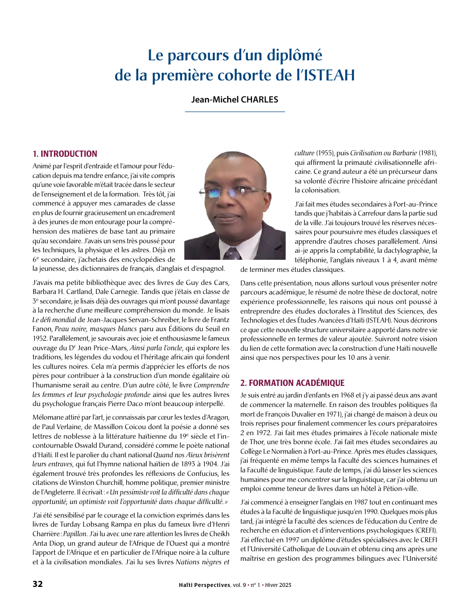 Première page — Jean-Michel CHARLES